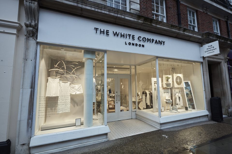 Visual merhcandising window scheme for the White Company, London