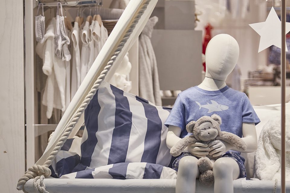 Lucky Fox - UK visual merchandising for The Little White Company - tepee concept.